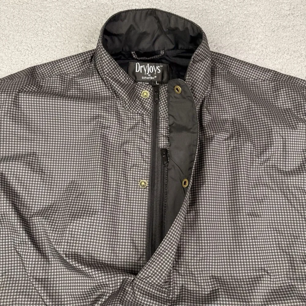 FootJoy‎ DryJoys Golf Vest Mens Large Black Houndstooth 1/4 Zip Windproof Jacket